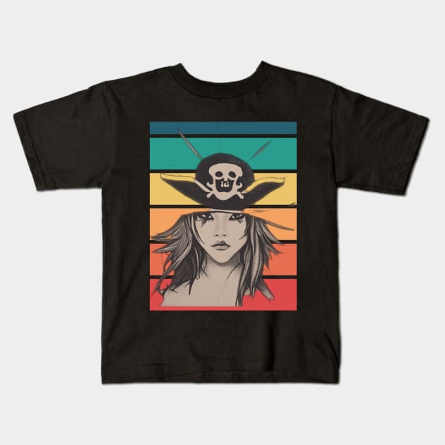 Pirate Girl Kids T-Shirt by ISSAM-T
